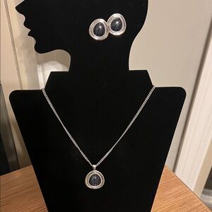 Elegant  Avon Silver and Blue Jewelry Set